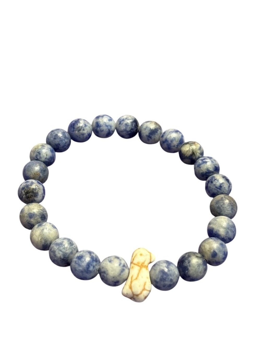 Sodalite and Howlite Beaded Stretchy Bracelet Penguin 6.5 inches Unstretched